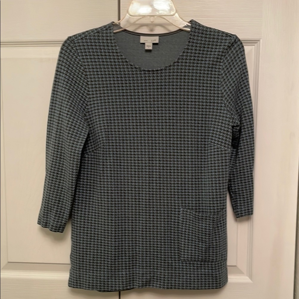 J. Jill Ponte Pullover Top Business Casual Houndstooth Pattern Small